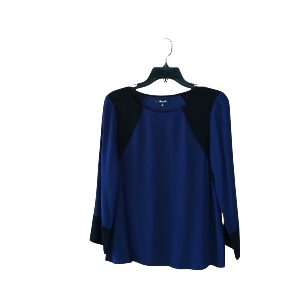 Madewell Cobalt Blue & Black Long Sleeved Pullover Blouse Medium